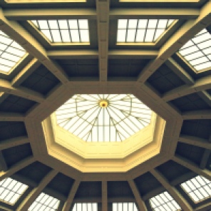 Light through the glass ceiling of the Melbourne Library