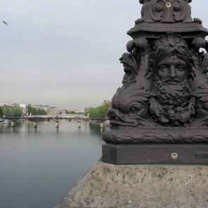 Lamp base on the Pont Neuf I took in Paris in spring. The first true view of the city I had in my life after debouching from the Metro.