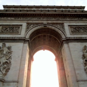 Arriving early in the morning we found the Arc de Triumphe uncrowded and the wonderful morning sun shining directly through the archway.