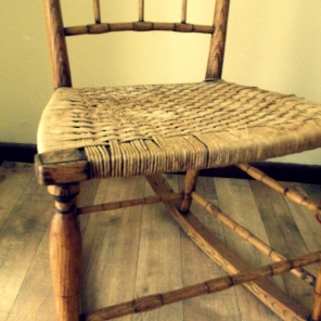 This little 19th Century rocking chair was sitting unloved at a flea market and now resides in the corner of our sitting room remembering quieter times.